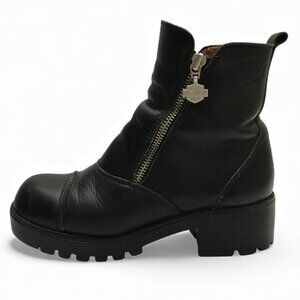 Harley Davidson Women's Amherst Short Boot Black Leather Zippers size 7
